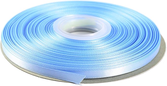 ITIsparkle 1/4" Inch Double Faced Satin Ribbon 50 Yards-Roll Set for Gift Wrapping Scrap Books Party Favor Hair Braids Baby Shower Decoration Floral Arrangement Craft Supplies, Light Blue Ribbon