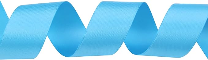 ITIsparkle 1" Inch Double Faced Satin Ribbon 50 Yards-Roll Set for Gift Wrapping Scrap Books Party Favor Hair Braids Baby Shower Decoration Floral Arrangement Craft Supplies, Turquoise Ribbon