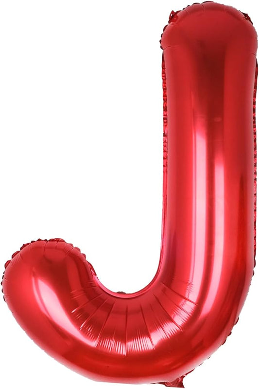 AULE red Letter Balloons J 40Inch Large Giant big Foil Mylar red J Balloon for Birthday Aniversary Party Decorations