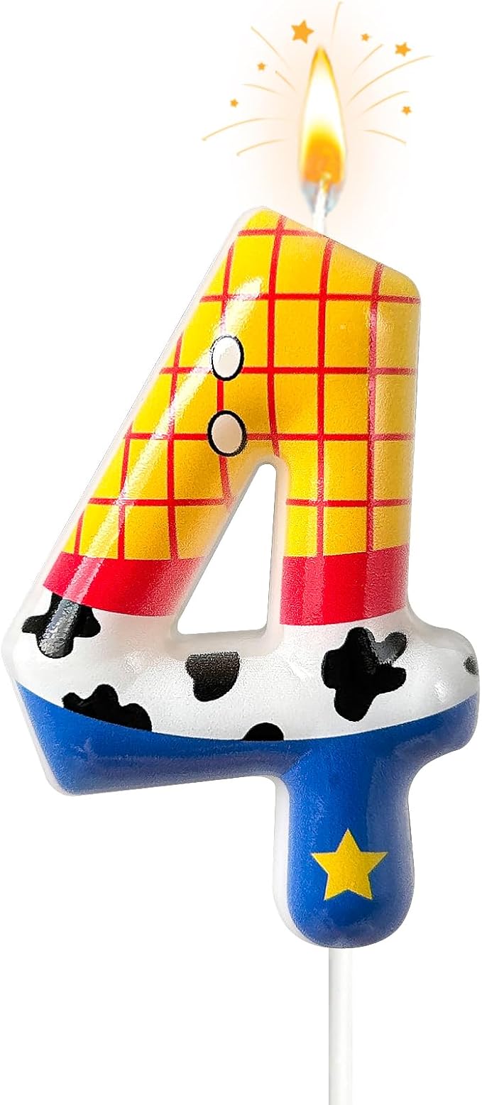 Toys Inspired Game Birthday Number Candles, Cartoon Story Number Candles, Cartoon Cake Decorations, Birthday Decoration Supplies, Suitable for Boys and Girls Party Celebrations (4)