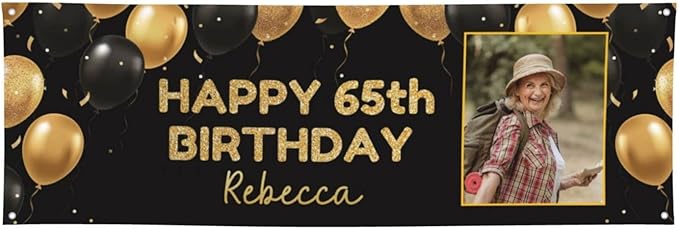 Happy Birthday Banner Personalized Name Photo Age Custom Birthday Banners and Signs Customize for Birthday Party Decoration 6'x2'