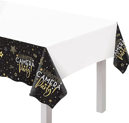 Awards Night Plastic Table Cover - 54" x 102" (1 Pc.) - Dazzling Party Essential - Elegant & Reusable Tablecloth for Your Special Event