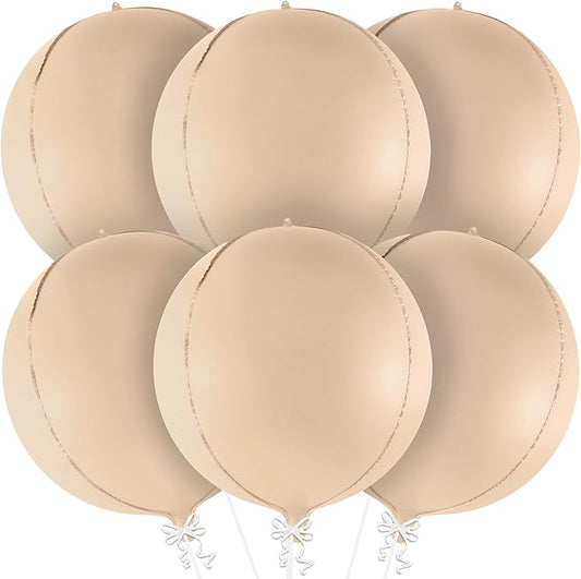 KatchOn, Big 22 Inch Beige Balloons Set - Pack of 6, Cream Balloons | Boho Balloon, Lace Balloon for Neutral Party Decorations, Beige Party Decoration | Graduation Decorations
