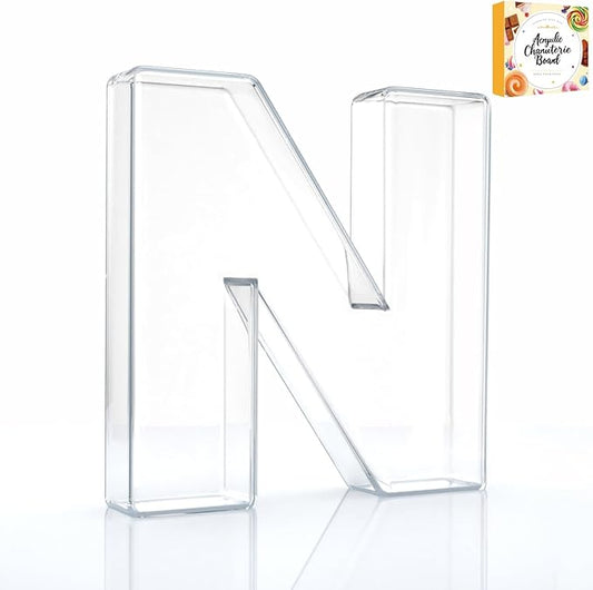 10" Acrylic Charcuterie Letters Fillable Tray, Reusable Alphabet Number Shaped Serving Plates for Charcuterie Board, Display Fruit, Candy, Cake, Party Decor, Birthday, Anniversary（N）