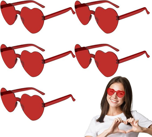 PLULON Heart Sunglasses for Women 5/12/25 Pcs, Heart Glasses Valentine Day Rimless Shaped Candy Color Fun Glasses Party Favor