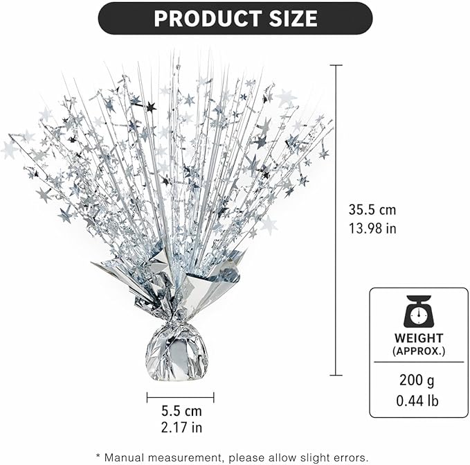 Metallic Foil Spray Centerpiece Stars for Wedding, Birthday, Anniversary, Christmas Table Decor, Holiday Festival Baby Shower Graduation Mantle Party Decorations (silver630)