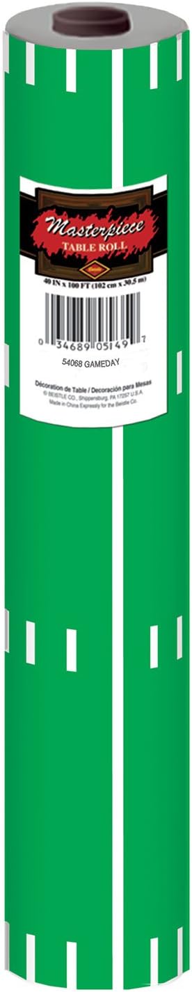 Beistle Game Day Football Table Roll, 40 by 100-Inch, Green/White