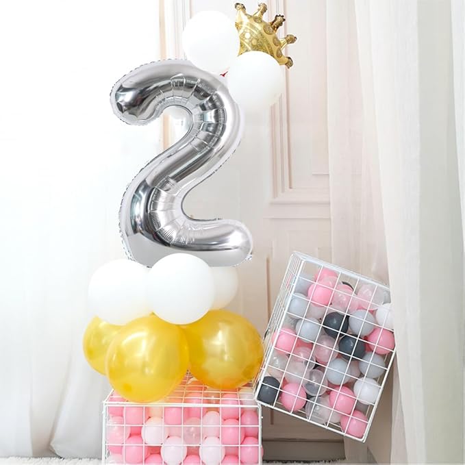 TONIFUL 40 Inch Silver Large Numbers Balloons 0-9, Number 6 Digital 6 Helium Foil Mylar Big Number Balloons for 2026 Graduation New Year Eve Birthday Party Anniversary Supplies Decorations