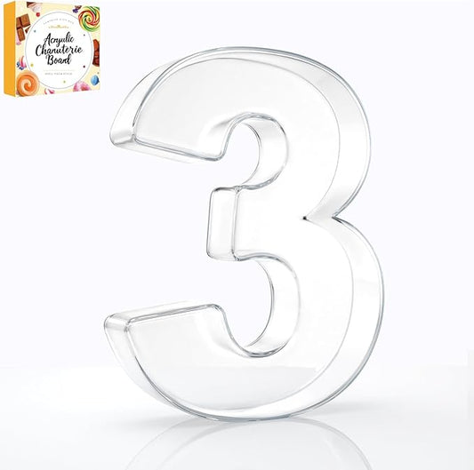 10" Acrylic Charcuterie Letters Fillable Tray, Reusable Alphabet Number Shaped Serving Plates for Charcuterie Board, Display Fruit, Candy, Cake, Party Decor, Birthday, Anniversary（3）