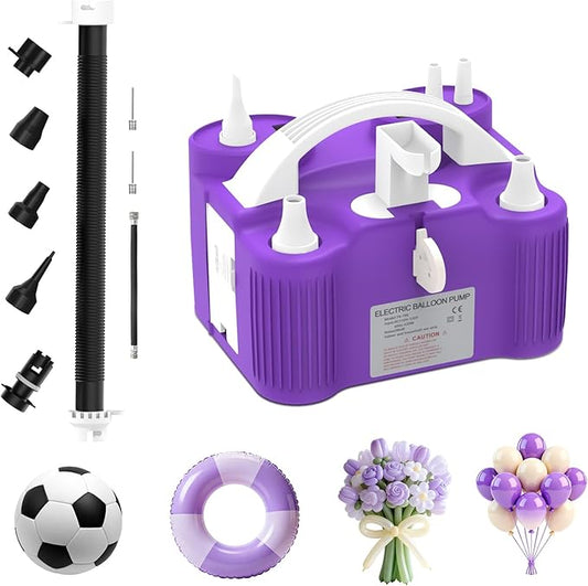 AXHJ Electric Balloon Pump, Portable Electric Air Balloon Pump Dual Nozzle Air Blower Pump, Balloon Inflator for Party Decorations