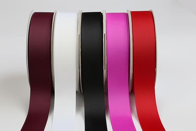 Ribbonitlux 1" Wide Solid Grosgrain Ribbon 25 Yards (030-Black）, Set for Gift Wrapping, Party Decor, Sewing Applications, Wedding and Craft