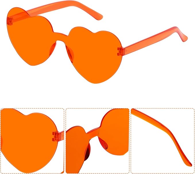 30 Pcs Heart Shape Sunglasses Frameless Transparent Glasses Get-Together Favors for Women
