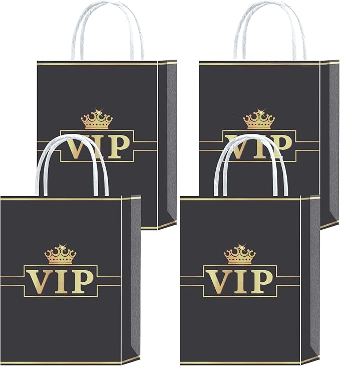Brattol 16 Pieces VIP Gift Bags for VIP Birthday Party Supplies,VIP Goody Snacks Treat Candy Party Favors Bags with Handles for Kids Adults Hollywood Movie Theme Party Decorations