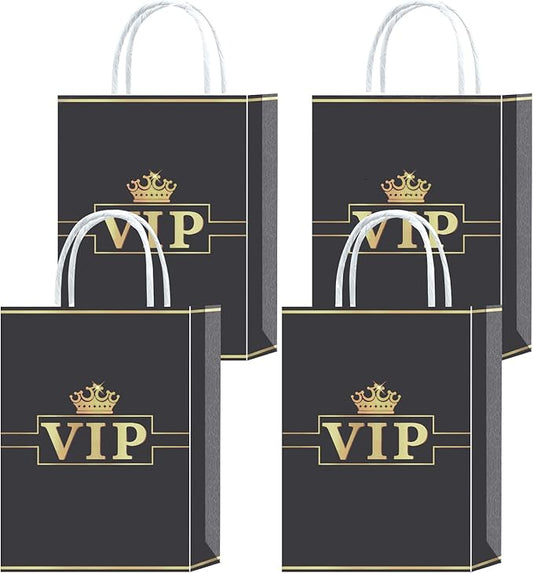 Brattol 16 Pieces VIP Gift Bags for VIP Birthday Party Supplies,VIP Goody Snacks Treat Candy Party Favors Bags with Handles for Kids Adults Hollywood Movie Theme Party Decorations