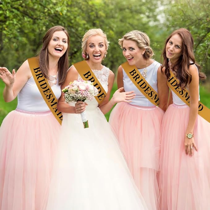 4Pcs Gold Sash Blank DIY Sash Belt Prom Queen Pageant Gold Wedding Anniversary Wreath Satin Sashes For Wedding Graduation homecoming Birthday Halloween Party Sashes Make Your Own with Safety Pin