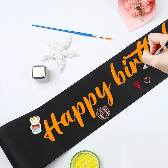 6 Pcs Sash Blank Satin Sash Party Decorations Black Sash Blank Sash Plain Sash Birthday Sash Sashes for Birthday, Wedding, Graduation, DIY, Beauty Pageant, Hen Party, Homecoming, Make Your Own Sash
