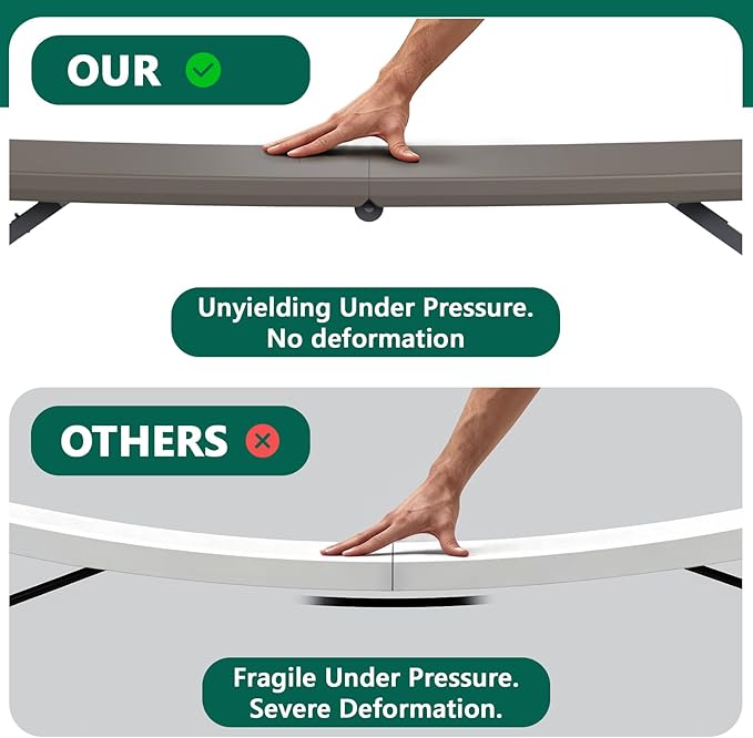 Folding Table 4FT Heavy Duty Plastic Table with Handle, Foldable&Portable, Fold-in-Half Utility Tables for Outdoor, Dining, Wedding, Events, Indoor, Picnic, Camping, Party, Khaki