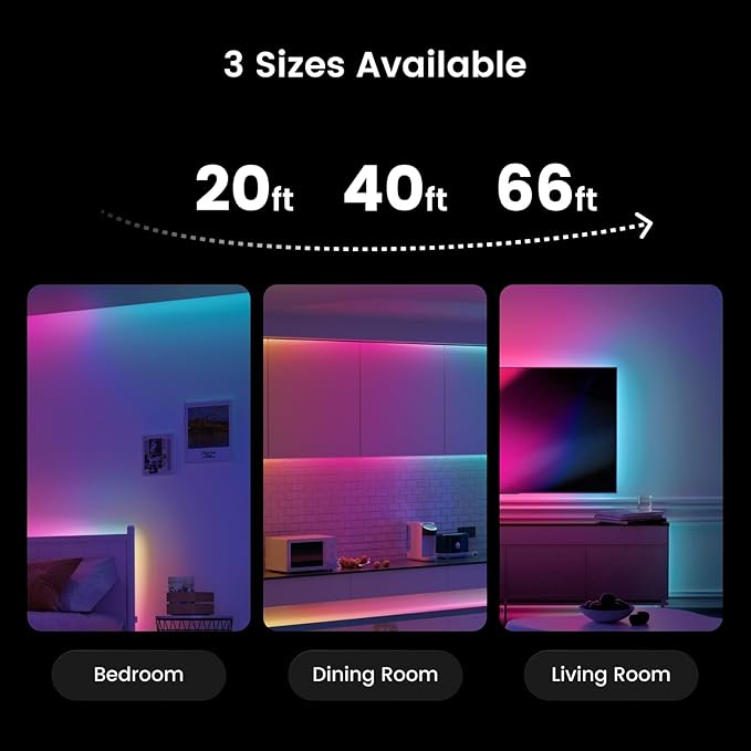 YEELIGHT LED Strip Lights, 20FT Smart Light Strips with 108 LEDs and Music Sync, RGB Color Changing Light with Bluetooth Connected and APP Control, Led Lights for Bedroom, Living Room, Home Decor