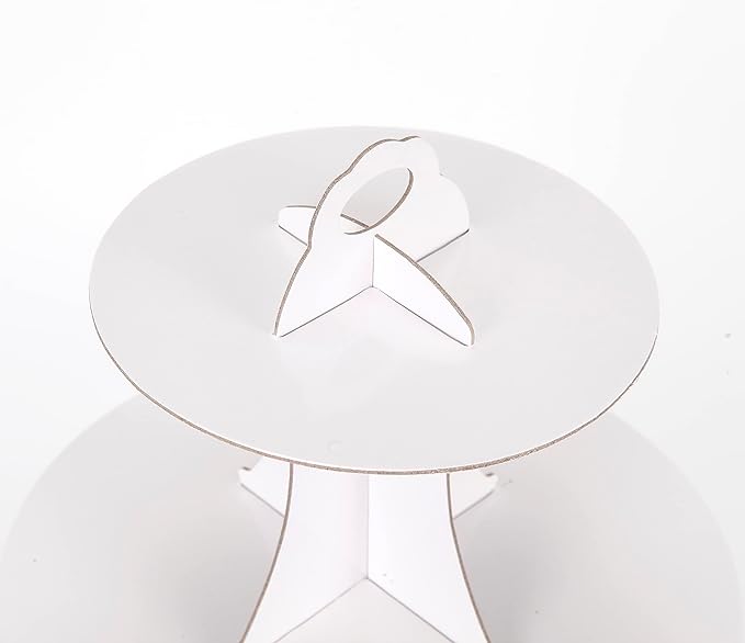 YLDW Cupcake Stand 2Pcs, 3-Tier Cupcake Stand Display, Cardboard Cup Cake Tower Stand, Disposable Dessert Stand for Birthday Tea Party Baby Shower Treat Decorations, White