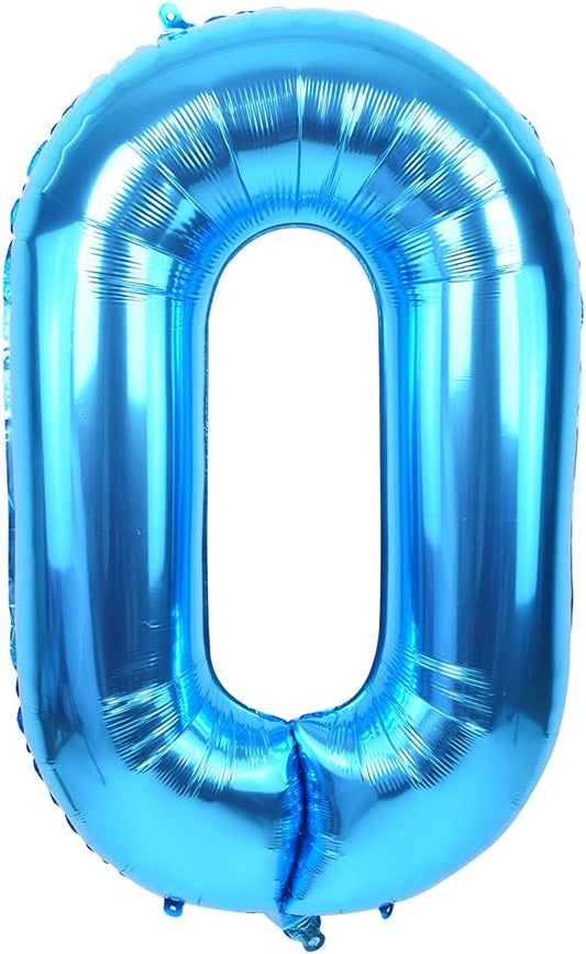 TONIFUL 40 Inch Blue Large Numbers Balloon 0-9 Foil Mylar Big Number 0 Balloon Digital 0 for 2026 Graduation New Year Eve Birthday Party,Wedding, Bridal Shower Engagement Photo Shoot, Anniversary