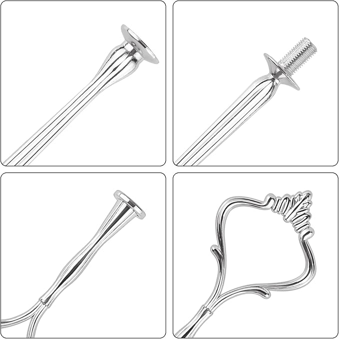 6 Set Large Tiered Tray Hardware for Cake Stand Mold Crown Upgrade 3 Tier Cake Stand Fittings Hardware Holder for Party and Wedding Making Resin Cupcake Dessert Platter Serving Stand (Silver)