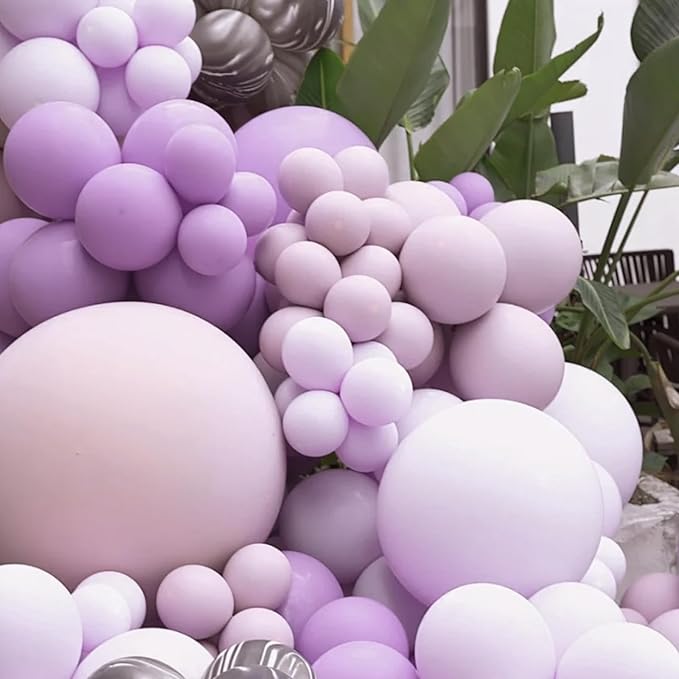 Voircoloria 90pack Lilac Balloons Different Size 18/12/10/5 Inch Lilac Balloon Garland Arch Kit for Graduation, Wedding, Birthday, Princess Theme Party, Baby Shower, Anniversary Party Decorations