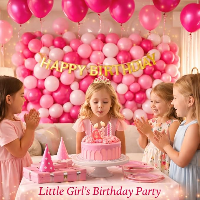 Hot Pink Balloons 12 Inch, 100 Pack Pink Latex Party Balloons Round Helium Balloons for Tropical Bachelorette Engagement Birthday Party Decorations