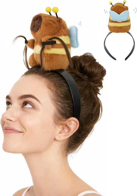UQJE Adult Capybara Headband Funny Stuffed Capybara Hairband Cute Plush Hairpin Headwear Accessories