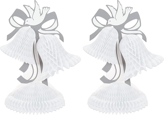 Beistle Tissue Bell Centerpiece, 12-Inch, White/Silver (Pack of 2)