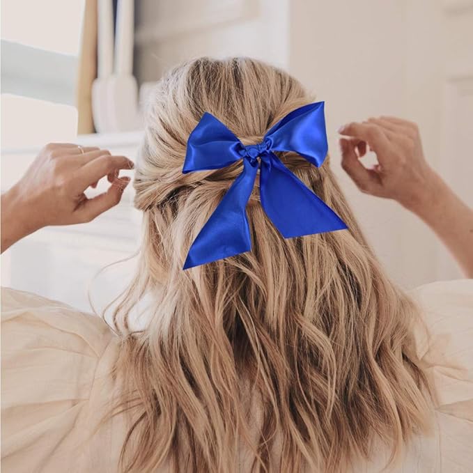 TONIFUL 4 Inch x 11yd Wide Royal Blue Satin Ribbon Solid Fabric Large Ribbon for Cutting Ceremony Kit Grand Opening Chair Sash Table Hair Car Bows Sewing Craft Gift Wrapping Wedding Party Decoration