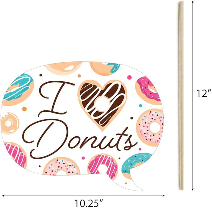 Big Dot of Happiness Donut Worry, Let's Party - Doughnut Party Photo Booth Props Kit - 20 Count