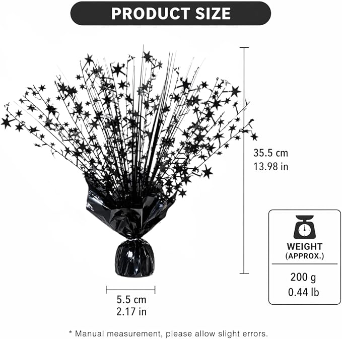 4 Pack Metallic Foil Spray Centerpiece Stars for Wedding, Birthday, Anniversary, Christmas Table Decor, Holiday Festival Baby Shower Graduation Mantle Party Decorations (Black)