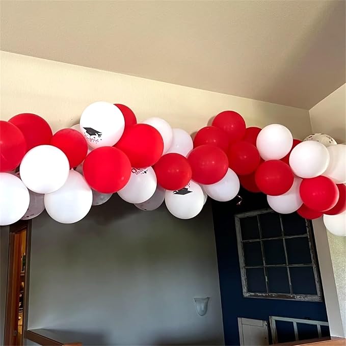 Red White Balloons Set, 35 Pack 12 Inch Red White Confetti Latex Party Helium Balloon for Girls Women Birthday Party Wedding Valentine's Day Graduation Galentines Christmas Party Decoration
