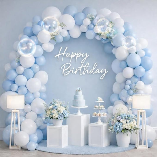 Archloon Dusty Blue Balloon Arch Kit 130 Pcs Light Blue and White Balloon Arch Garland Kit Include Macaron Balloons for Wedding Birthday Baby Shower Gender Reveal Bridal Decorations