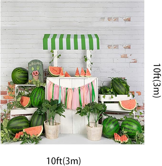 Kate Watermelon Shop Photography Backdrops 10x10ft Soft Fabric Summer Theme Photo Background Baby Children Kids Birthday Party Decor Backgrounds