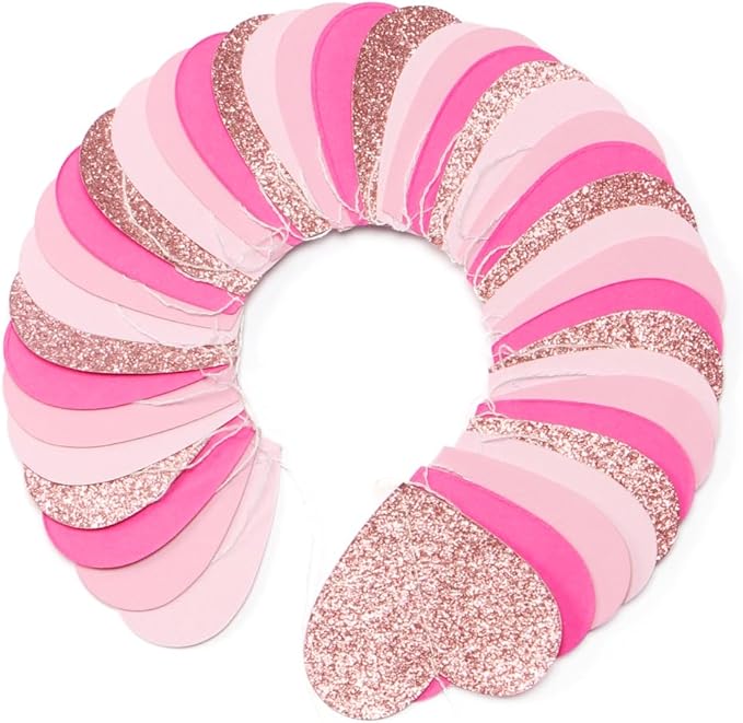 Light-Pink Rose-Gold Valentines Party-Decorations Heart-Garland - 52ft Red Galentines Streamers Banner,Women Romantic Special Night Wedding Bachelorette Bridal Shower Birthday Backdrop Decor Burgleda