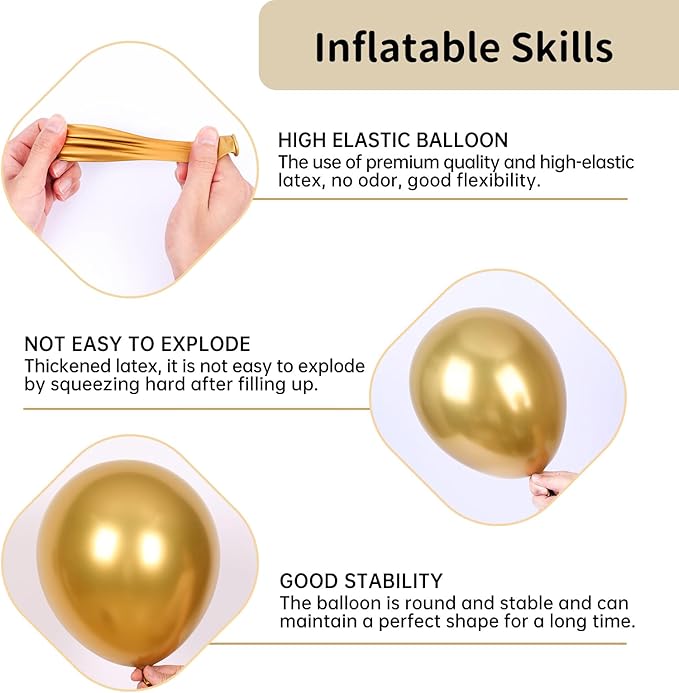 RUBFAC Green and Gold Balloon Garland Arch Kit, 140pcs Graduation Decorations Latex Balloons, Dark Green Gold Confetti Star Balloon for Birthday Wedding New Year Party Decorations