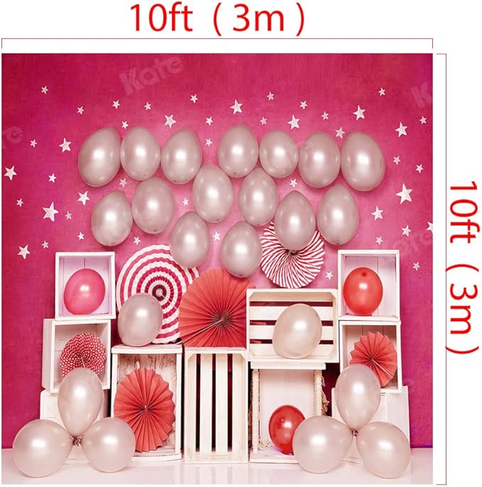 Kate 10x10ft Hot Pink Background for Photography Ballon Babyshower Background Birthday Party Decoration Backdrop