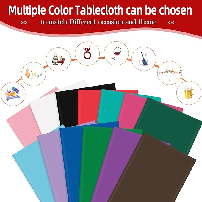tujol Brown 6 Pack Plastic Table Cloth 84", Disposable Round Tablecloth Table Cover, Plastic Tablecloths for Parties