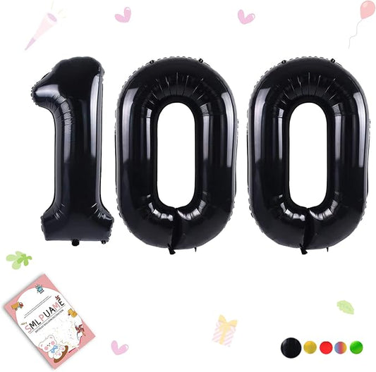 40 inch Number Balloon 0-9 Black Large Number 100 Balloons,Digital Balloons for Birthday Party Celebration Decorations Supplies, Helium Foil Number Balloons for Wedding Anniversary