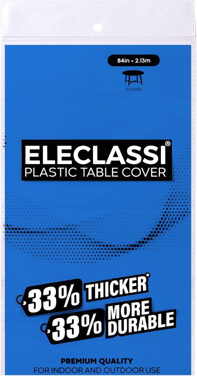 Eleclassi Royal Blue 6 Pack Premium Round Disposable Plastic Tablecloth - 84 Inch Round Plastic Table Cloths for Parties Disposable Tablecloth - Round Plastic Tablecloth - Royal Blue Round Tablecloth