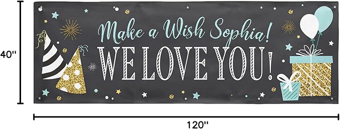 Let's Make Memories Personalized Happy Birthday Banner for Kids - Custom Birthday Party Decorations - Indoor/Outdoor Vinyl - Any Text - Chalkboard Celebration - 10ft
