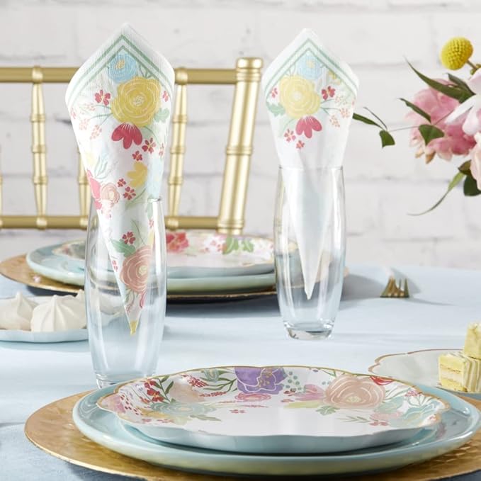 Kate Aspen 2 Ply Paper Party Napkins (Set of 30) Garden Blooms, Perfect for Weddings, Bridal Showers, Baby Showers, Birthdays