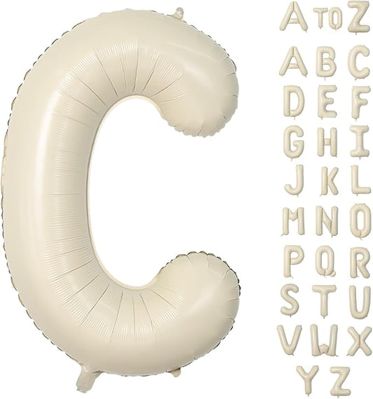 Biapian 40 Inch Letter C Balloons, Giant Cream C Foil Balloon, Big Single Alphabet A-Z Balloons, Beige Large Aluminum C Balloons Helium for Birthday, Baby Shower, Wedding, Anniversary Party Decoration