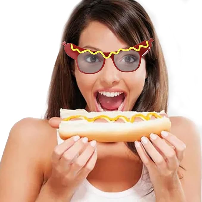 2Pcs Hot Dog Eyeglasses Funny Sunglasses Halloween Dance Party Makeup Glasses Summer Dress Up Decorative Eyewears
