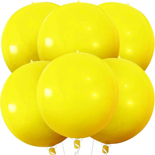 KatchOn, Huge Yellow Mylar Balloons - 22 Inch, Pack of 6 | Yellow Foil Balloons, Yellow Party Decorations | Large Balloons for Sunflower Birthday Party Decorations | Round Mylar Balloons