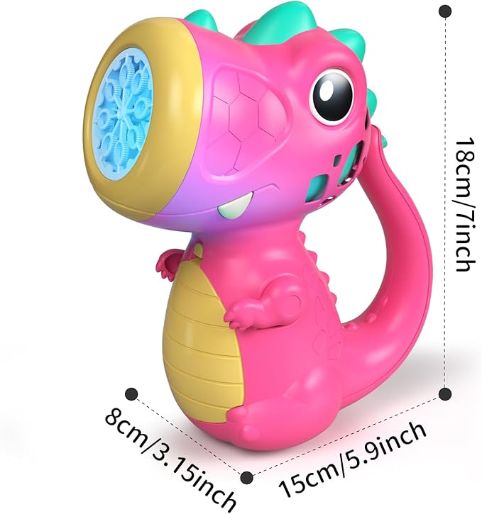 Bubble Machine Wand for Girls Boys Toy, Dinosaur Bubble Machine Maker Blower Toys with Light & Music, Toddler Outdoor Toys for 3 4 5 Year Old Boy Girl Toddler Birthday Gifts Bubble Solution - Red