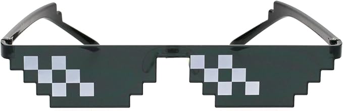 Flat Top Narrow Cat Eye Pixel Funky Party Shade Rimless Shield Sunglasses Black