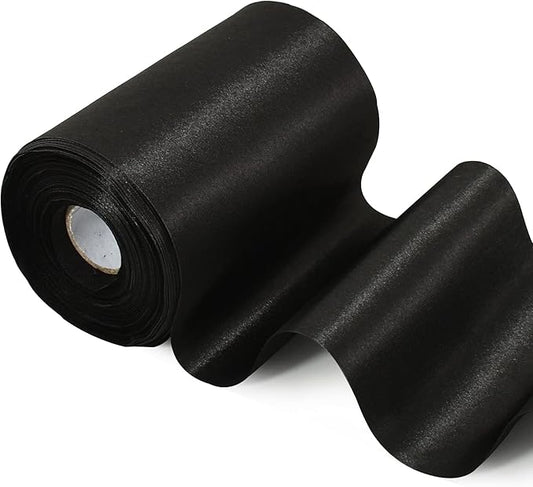 TONIFUL 4 Inch Wide Black Solid Satin Ribbon 22yd Fabric Large Ribbon for Cutting Ceremony Grand Opening Chair Sashes Table Hair Car Bows Floral Craft Gift Wrapping Wedding Halloween Party Decoration