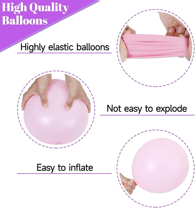 68Pcs Pink and Purple Balloons 12 Inch Metallic Purple Pink Latex Balloon Confetti ballons with Ribbons Party Balloons for Wedding Girls Birthday Baby Shower Decorations.